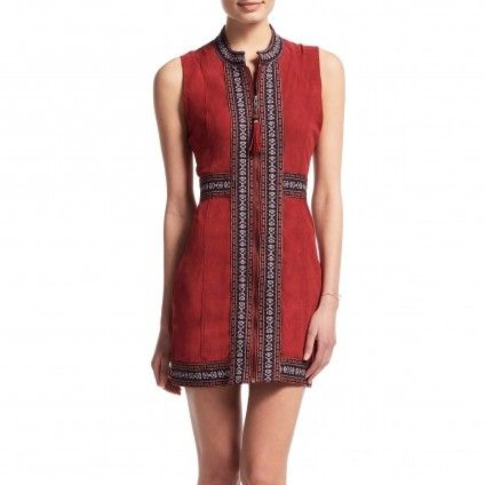 Calypso St Barth Elimba Embroidered Suede Dress